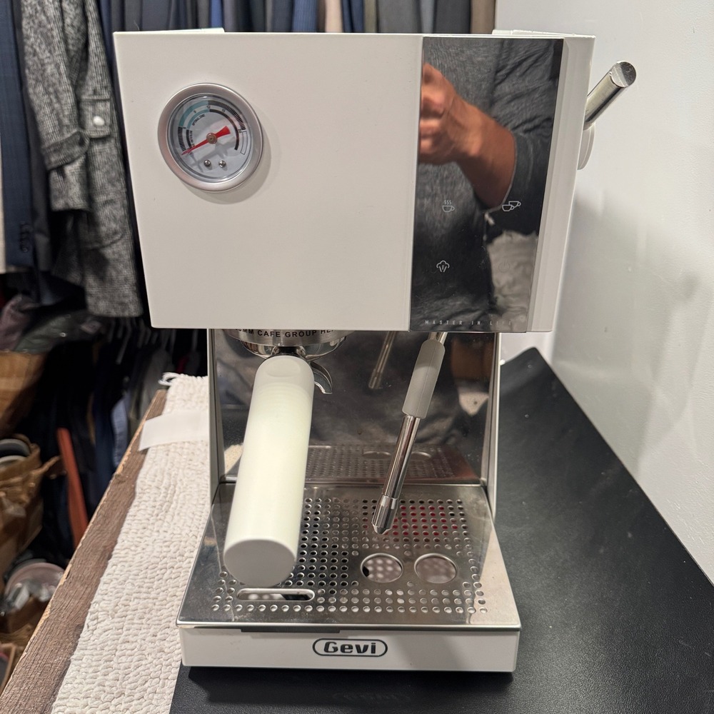 Gevi Espresso Machine Household ECMN0 White Stainless Steel Barista Coffee Maker